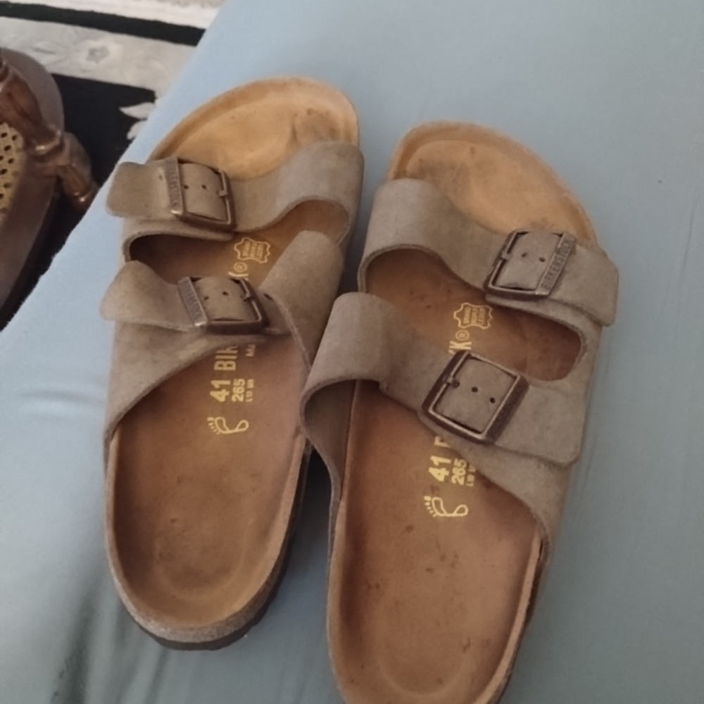 Women Birkenstock Taupe Suede Sandals Eu 41